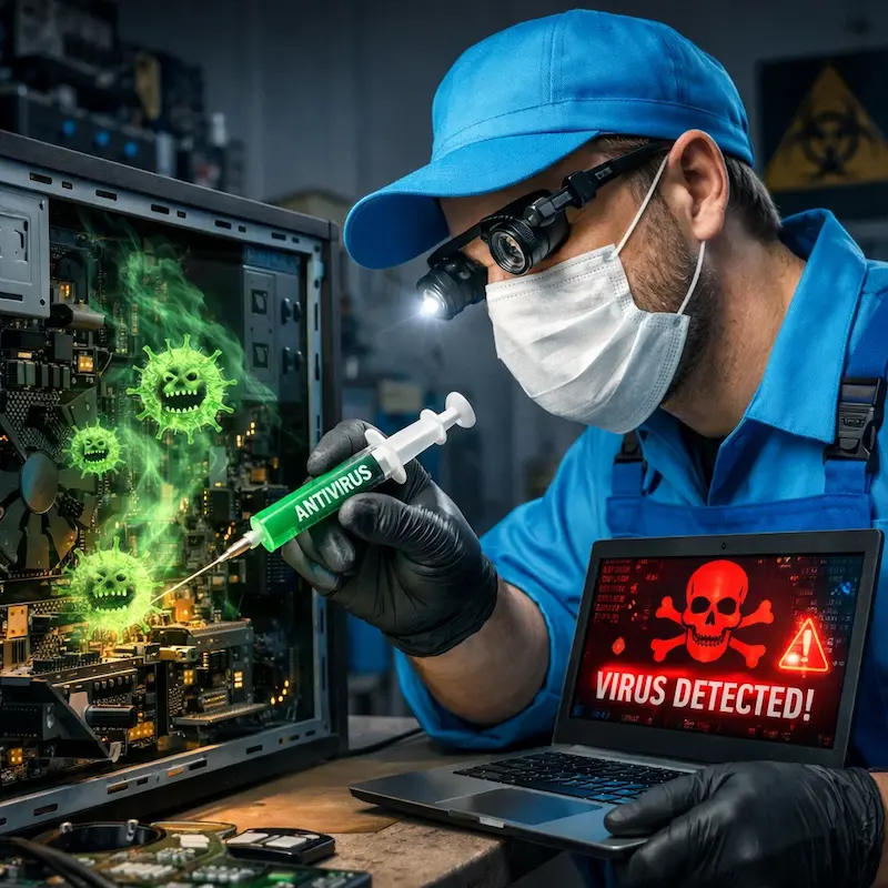 Лечение компьютера от вирусов в Дзержинске на дому